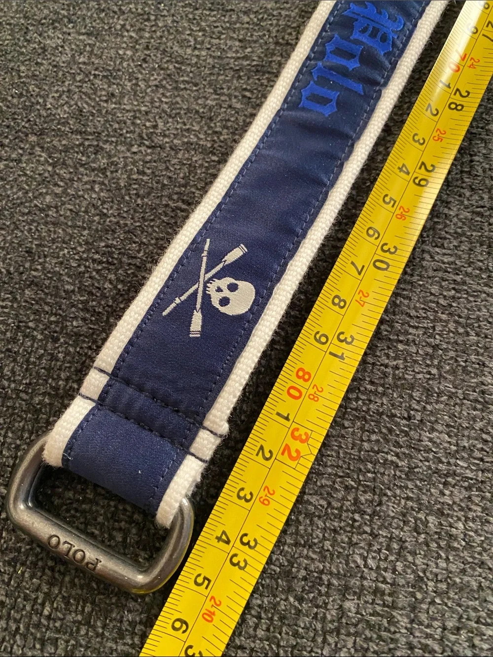 Polo Ralph Lauren Skull & Crossed Oars '67' D-Ring Belt- Blue/White/Green